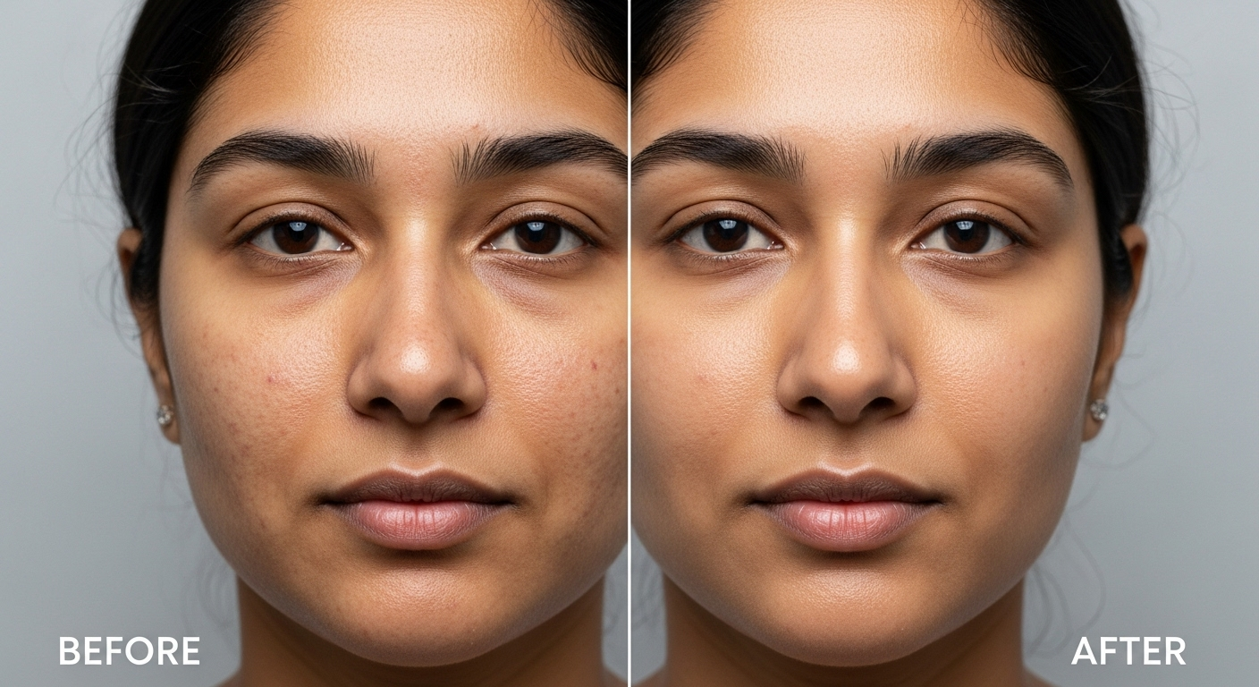 CO2 laser resurfacing before and after for acne scars and wrinkles on Indian skin